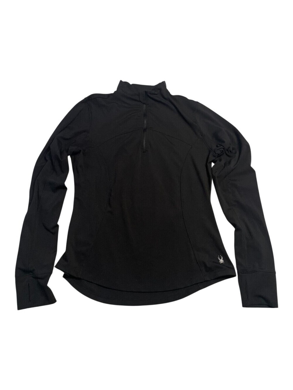 Spyder Active Pullover L Black 1/4 Zip Long Sleeve Stretch Athletic Base Layer